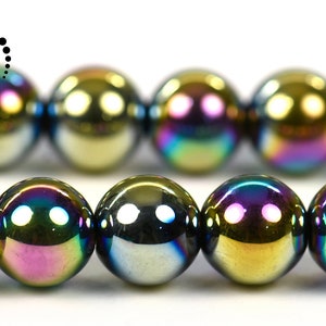 Hematite smooth round bead,Rainbow hematite,electroplated hematite,Grade AA,gemstone,diy,4mm 6mm 8mm 10mm 12mm,15" full strand