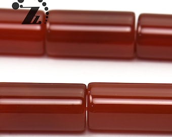Koraliki rurkowe z karneolu, koraliki kolumnowe, koraliki cylindryczne, koraliki agatowe, klasa A, 8 x 16 mm, pełny sznur 15"