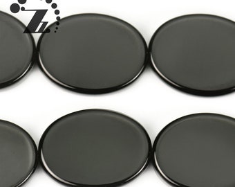 Black Onyx Smooth Flat Oval Beads,Agate Beads,Size for Choice,15" full strand