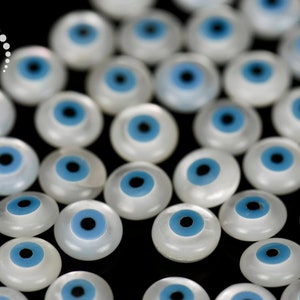 10 st vita runda ögonpärlor med snäckskal, dubbelsidiga onda ögapärlor, naturlig snäckspärla, sjösäljes, pärlemor, 4 mm 6 mm 8 mm 10 mm 12 mm 14 mm 16 mm