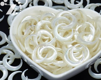 White MOP, MOP, mother of pearl  Double Horn,Crescent,Moon,shell bead,natural,sea shell,Grade AA,Undrilled or Drilled,15x16mm 19x20mm,6 pcs