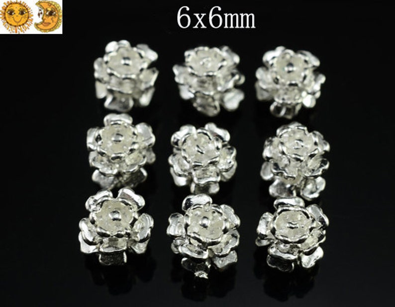 Solid 925 Sterling Silver Plum Blossom flower bead jewelry making,jewelry finding,6pcs,6x6mm carved flower spacer bead