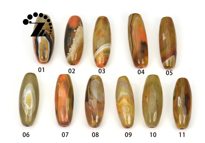 Agate Faceted Rice beads,Onyx faceted rice beads,jewelry making,DIY Beads,13-15x38-40mm,5~6pc