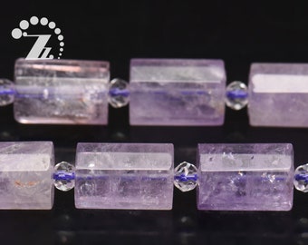 Amethyst faceted tube beads,column beads,cylinder beads,crystal quartz,10x14mm,15" full strand