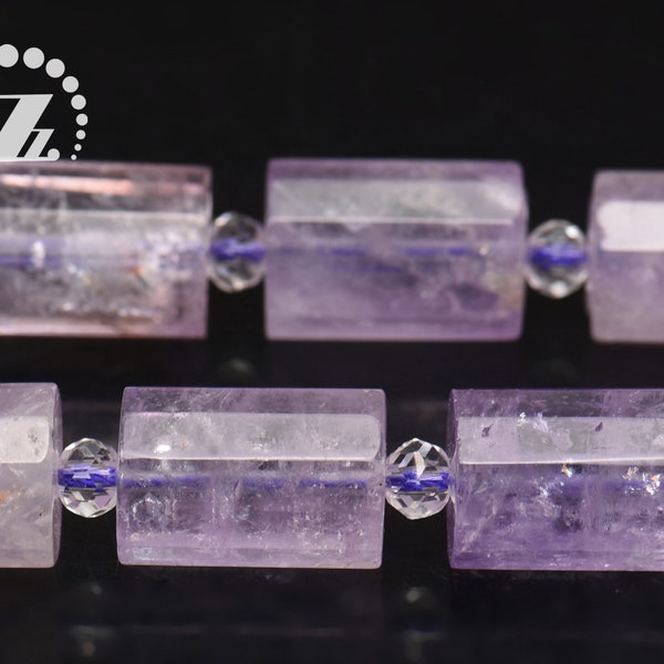 Amethyst faceted tube beads,column beads,cylinder beads,crystal quartz,10x14mm,15" full strand