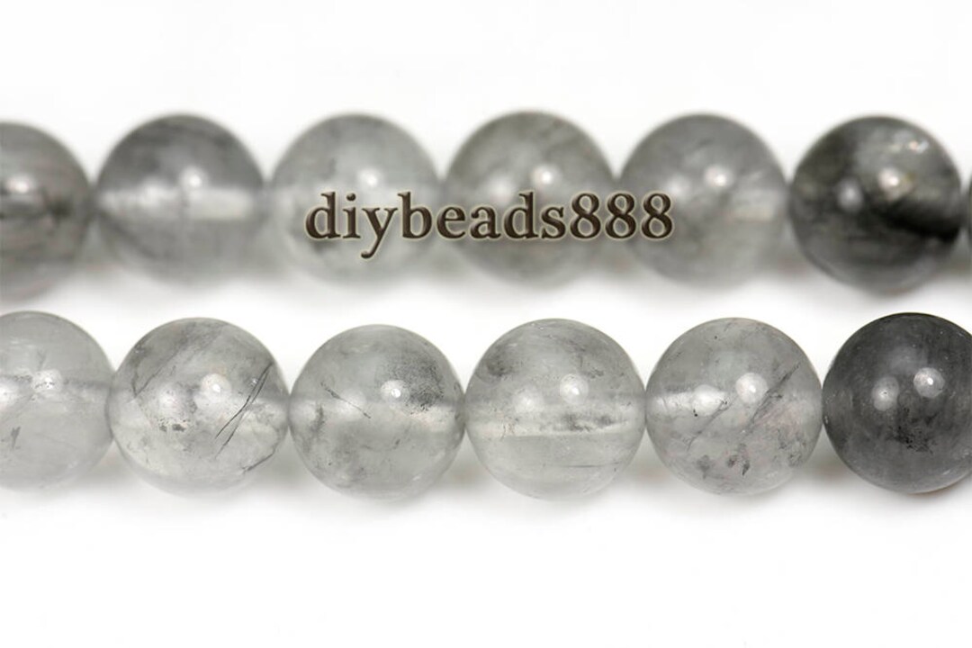 Gray Crystal Quartz Smooth Round Beadscrystal Quartzcloud Etsy