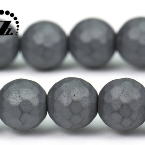 Hematite matte faceted (128 faces) round beads, diy beads,gemstone, 6mm 8mm 10mm 12mm for Choice, 15&quot; full strand