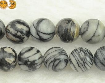 Negro Picasso Jasper, 15 pulgadas hilo completo Negro Picasso Jasper suave ronda cuentas 6mm 8mm 10mm 12mm 14mm para la opción