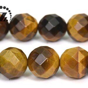 Yellow Tiger Eye, Yellow Tiger Eye faceted(64 faces) round beads,grade A, Size 6mm 8mm 10mm 12mm for choice,15 inch full strand
