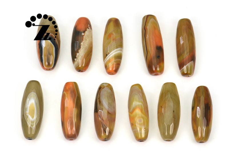 Agate Faceted Rice beads,Onyx faceted rice beads,jewelry making,DIY Beads,13-15x38-40mm,5~6pc