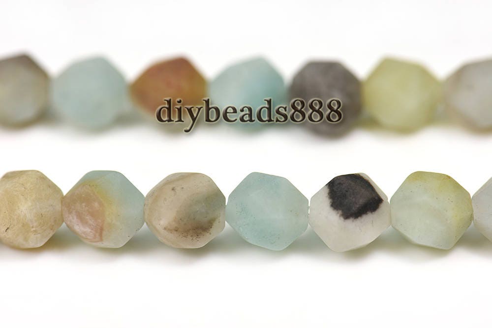 Star Cut Beads Sizes 6mm 8mm 10mm Diamond Cut Beads Full Strand 15.5 inch #124 Amazonite Beads Faceted Gemstones Loose Beads