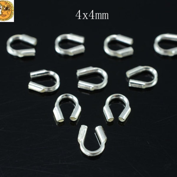 30 pcs Solid 925 Sterling Silver Wire Guards,Wire Guardian,Wire Protector,Thimble,Wire Cable Thimble,Silver bead,Silver finding 4x4mm