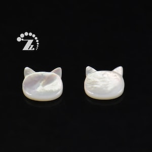 White MOP, MOP, mother of pearl Carved Cat Head Beads,Cat Charms,Shell Beads,Sea Shell,Natural,Grade AA,7x6mm 10x9mm