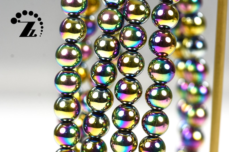 Hematite smooth round bead,Rainbow hematite,electroplated hematite,Grade AA,gemstone,diy,4mm 6mm 8mm 10mm 12mm,15 full strand