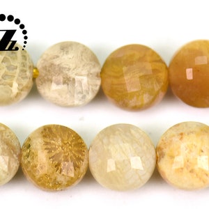 Coral Fossil Jasper faceted coin beads,Round coral fossil,coral jasper beads,Natural,Gemstoen,diy beads,6mm,15&quot; full strand