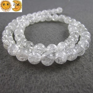 Crystal Quartz,15 inch full strand of Natural cracked rock crystal quartz smooth round beads,natural bead 16mm 18mm 20mm for Choice image 1