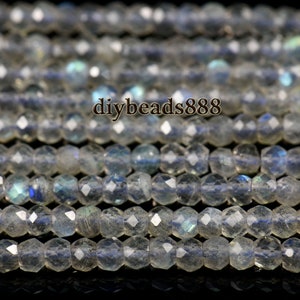 Labradorite,15 inch full strand Grade AA natural blue Labradorite faceted rondelle beads 2x3mm