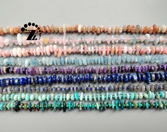 Lapis Lazuli,Labradorite,Chrysocolla,Charoite,Aquamarine,Amazonite,Morganite,Orange Moonstone,Pink Opal Nugget Chips Beads,15" full strand