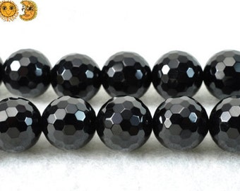 Black Onyx,15 inch full strand natural Black Onyx faceted(128 faces) round beads,Agate beads 6mm 8mm 10mm 12mm 14mm for Choice