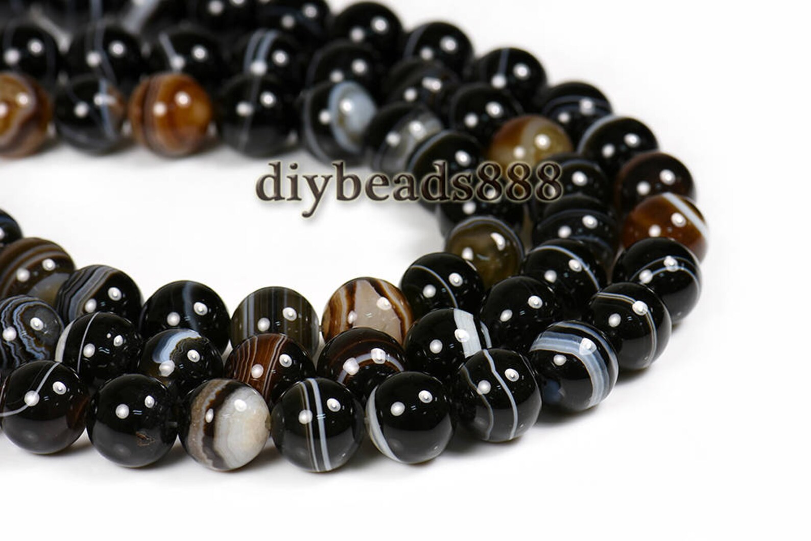 Brown Banded Agate Smooth Round Beadsstriped Agatesandonyx Etsy