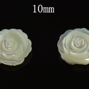 10 pcs of natural White MOP,Mother of pearl carved camellia flower shell bead,button bead,shell bead,sea shell bead,half drilled 10mm