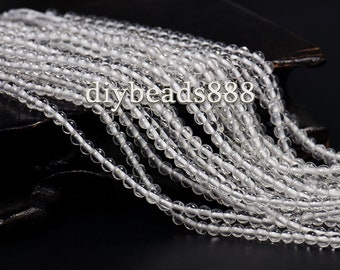 cuarzo cristalino, 15 pulgadas de hilo completo Rock cristal cuarzo suave cuentas redondas 2mm 3mm para la opción