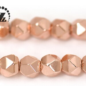 Hematite Grade AA, Faceted Nugget,Rose Gold color,Genuine Hematite Beads,Smooth electroplating beads,Diy beads,3mm,15&quot; full strand