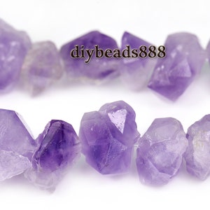 Natural Raw Amethyst Cluster rough nugget bead,rough gemstone,purple Amethyst,Crystal Quartz,Crystal bead,7-14x12-18mm,15&quot; full strand