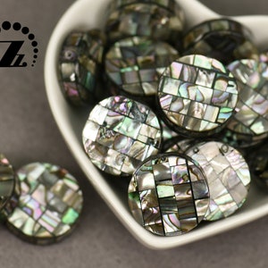 Abalone Shell Flat Smooth Coin Beads,Mosaic Beads,Natural Sea Shell,Paua Abalone,Paua Shell,Grade AA,20mm,5 pcs