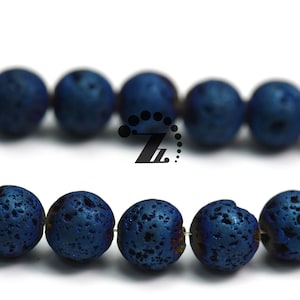 Galvanisierte Lava, 15 Zoll voller Strang natürliche galvanisierte Lava runde Perlen, galvanisierte blaue Perlen, 4mm 6mm 8mm 10mm 12mm für Wahl