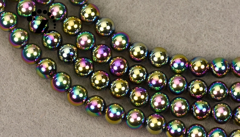 Hematite smooth round bead,Rainbow hematite,electroplated hematite,Grade AA,gemstone,diy,4mm 6mm 8mm 10mm 12mm,15 full strand