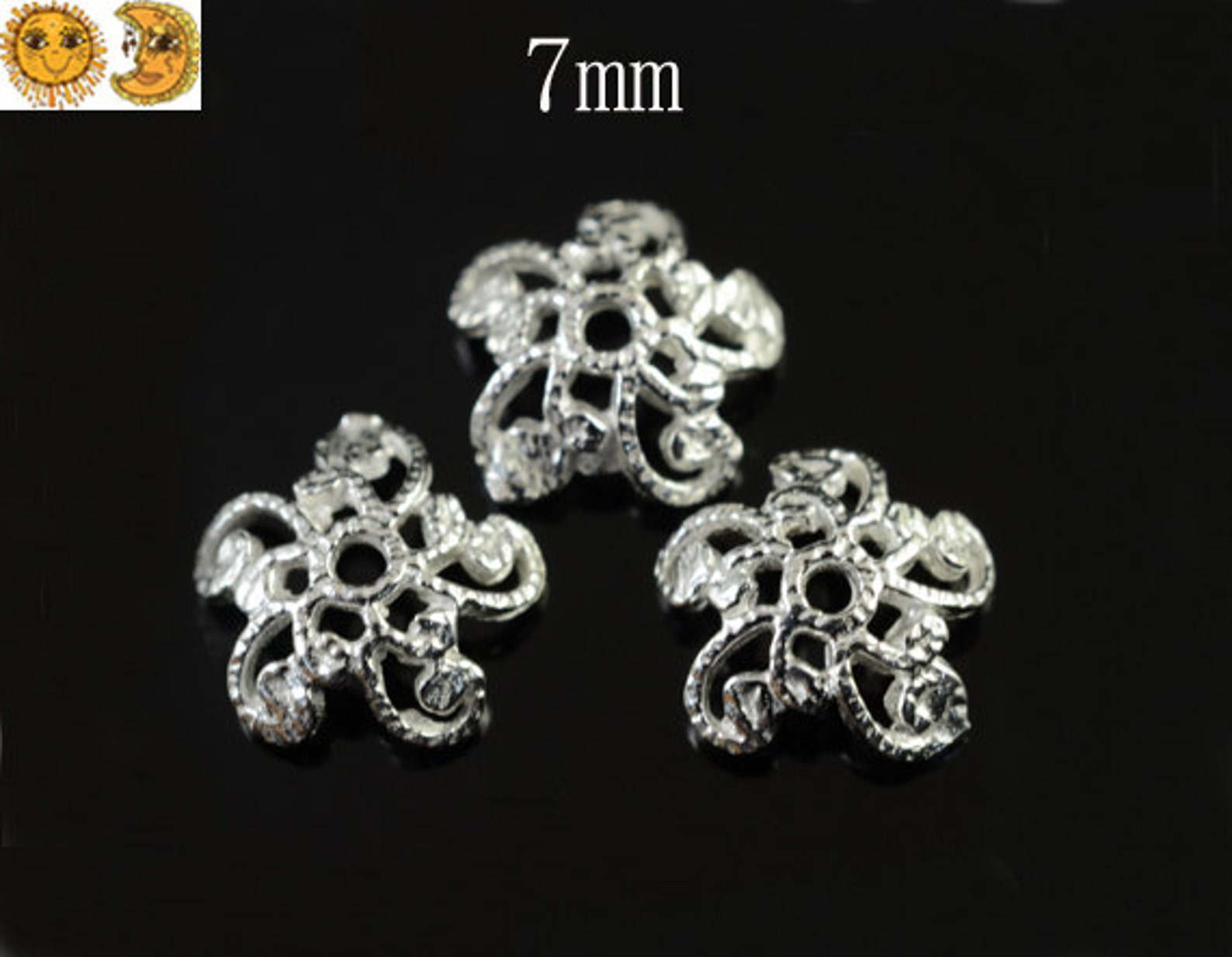 925 Sterling Silver Bead Capsend Capsfiligree Etsy