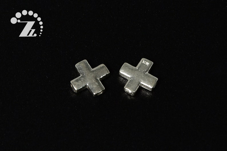delicate pendant,necklace connector,8x8mm 2 pcs solid 925 Sterling silver cross pendent,cross hole
