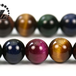 Multicolor Tiger Eye smooth round beads,Mixed color Tiger Eyes,natural,gemstone,diy beads,jewelry making,8mm,15&quot; full strand