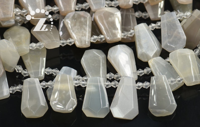 Gray Moonstone faceted teardrop bead,Irregular beads,Moonstone beads,Genuine,Gemstone,DIY beads,19-22x23-30mm,15 full strand