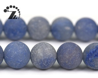 Contas redondas foscas de aventurina azul, contas naturais, faça você mesmo, fabricação de joias, contas de pedras preciosas, 6mm 8mm 10mm 12mm para escolha, fio completo de 15 polegadas