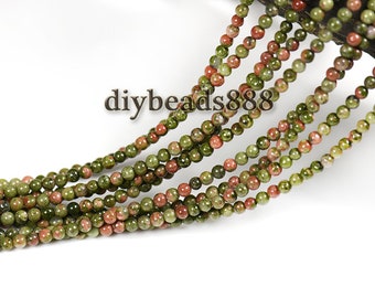 Unakite smooth round beads 2mm 3mm for Choice,15" full strand