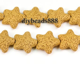 Lava,15 inch full strand Yellow color Lava star beads 25x25mm