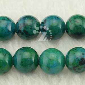 Synthetic Chrysocolla smooth round beads, 6mm 8mm 10mm 12mm for choice, 15” Full Strand