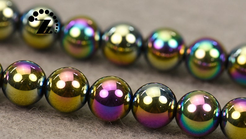 Hematite smooth round bead,Rainbow hematite,electroplated hematite,Grade AA,gemstone,diy,4mm 6mm 8mm 10mm 12mm,15 full strand