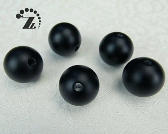 Black Onyx Matte Round Beads,Agate Beads,Frosted beads,Natural,20mm,Hole Size 3mm,5 pcs
