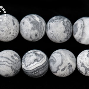 Gray picasso jasper matte round beads,Picasso Jasper,frosted beads,diy beads,gemstone,4mm 6mm 8mm 10mm 12mm for choice,15&quot; full strand