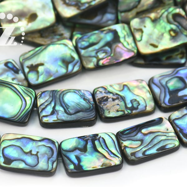 Abalone shell smooth flat rectangle bead,oblong shape,Rainbow abalone,paua shell,6x8mm 8x10mm 8x12mm 10x14mm 12x16mm 13x18mm,15" full strand