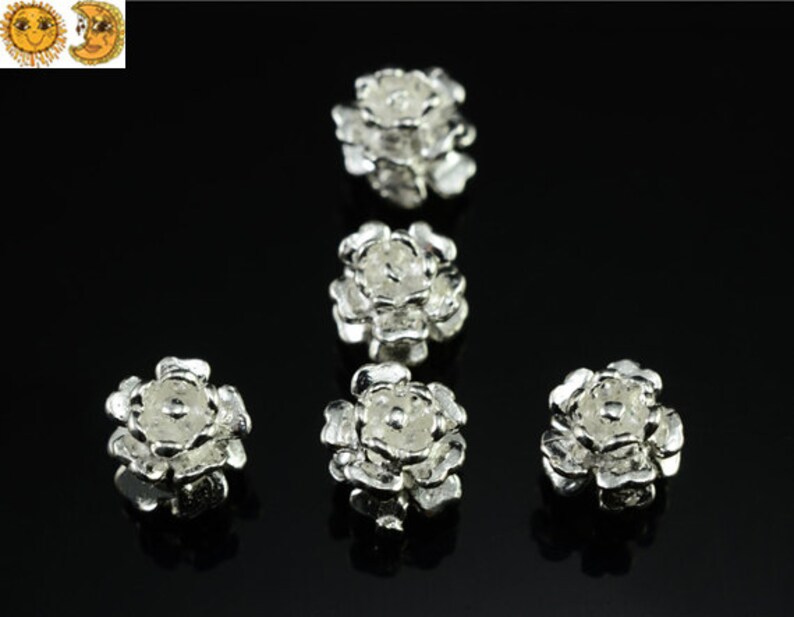 Solid 925 Sterling Silver Plum Blossom flower bead jewelry making,jewelry finding,6pcs,6x6mm carved flower spacer bead