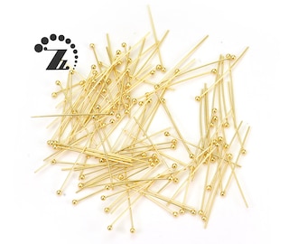 Brass Headpins, ball head pins, Brass pin heads, Copper findings,Gold Plated,Brass,Copper,Findings Components,Jewelry Making,29mm,100 pcs