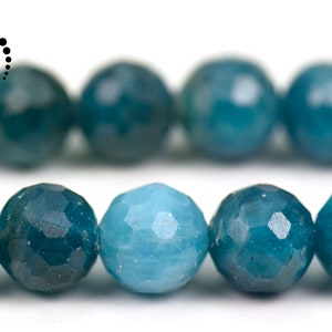 Blue Apatite faceted(128 faces) round bead,Apatite,Natural,Gemstone,DIY beads,jewelry making,6mm 8mm 10mm for choice,15&quot; full strand