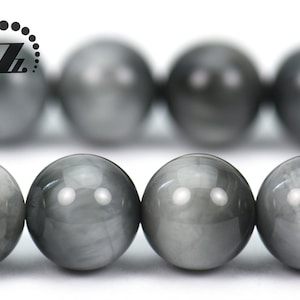 Gray Hawk Eye smooth round beads, Eagle Eye,Gray Tiger Eye,natural,gemstone,diy beads,Grey color,6mm 8mm 10mm for choice,15&quot; full strand
