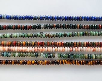 Lapis Lazuli,Bloodstone,Africa Turquoise,Picasso Jasper,Red Picasso Jasper,Moss Agate,Yellow Tiger Eye rondelle bead 3x6mm,15" full strand