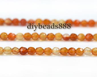 Red Agate,15 inch full strand natural Red Agate,Sunset Red Agate faceted round beads 2mm 3mm for Choice