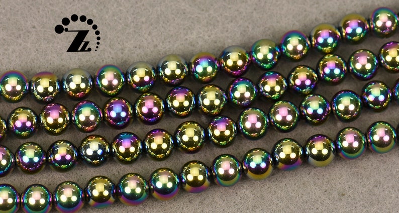 Hematite smooth round bead,Rainbow hematite,electroplated hematite,Grade AA,gemstone,diy,4mm 6mm 8mm 10mm 12mm,15 full strand